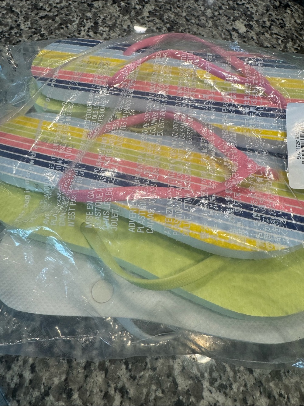 Old Navy Multicolor Striped Flip Flop Slippers - Pink, Yellow, Navy